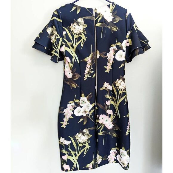 Tommy Hilfiger Floral Ruffled Sleeve Bodycon Dress - Picture 4 of 9